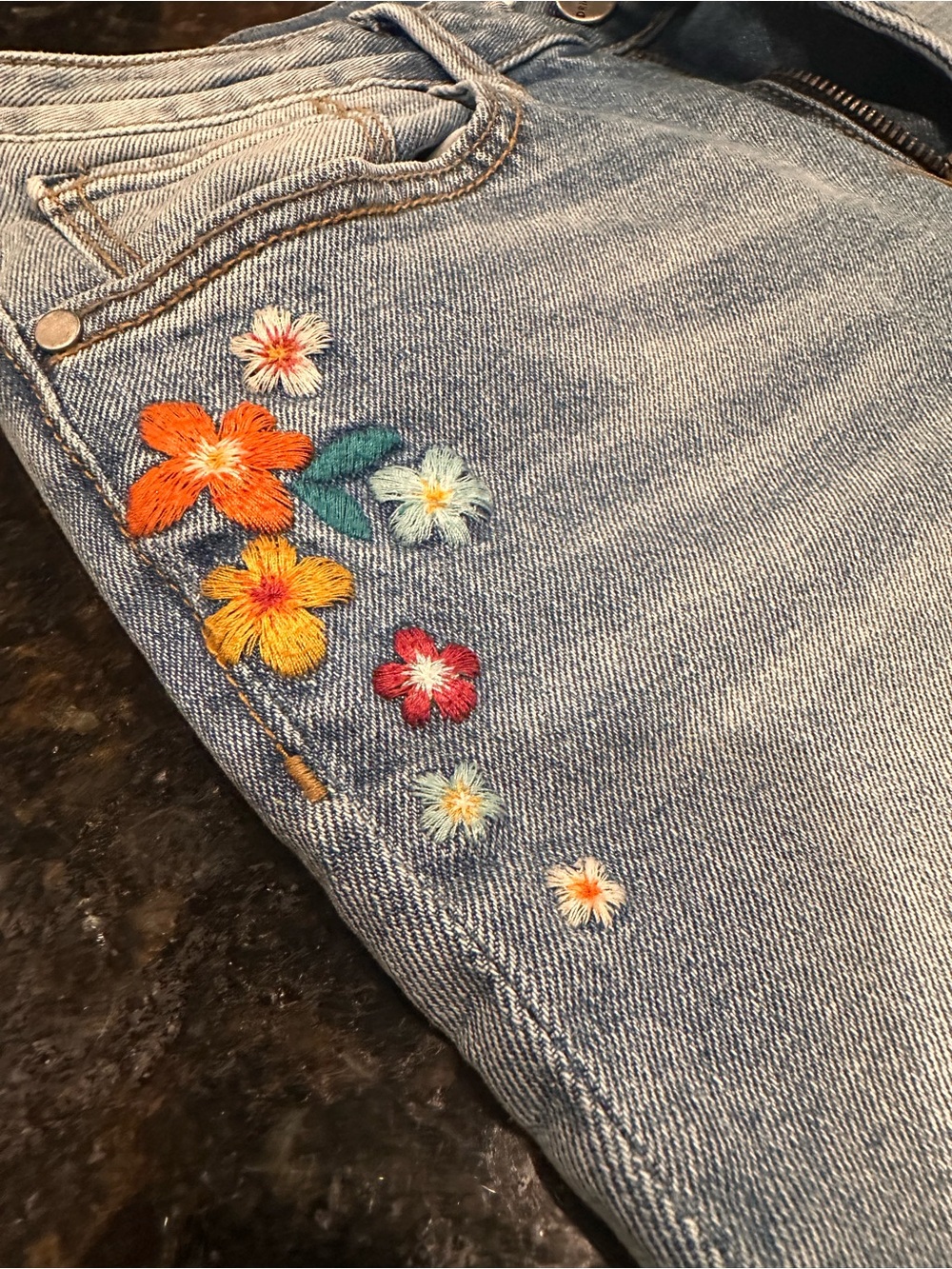 Driftwood Roxy - Light Blue Floral Embroidered Women's Jeans - Picture 7 of 8
